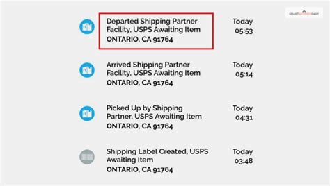 what does departed shipping partner facility mean